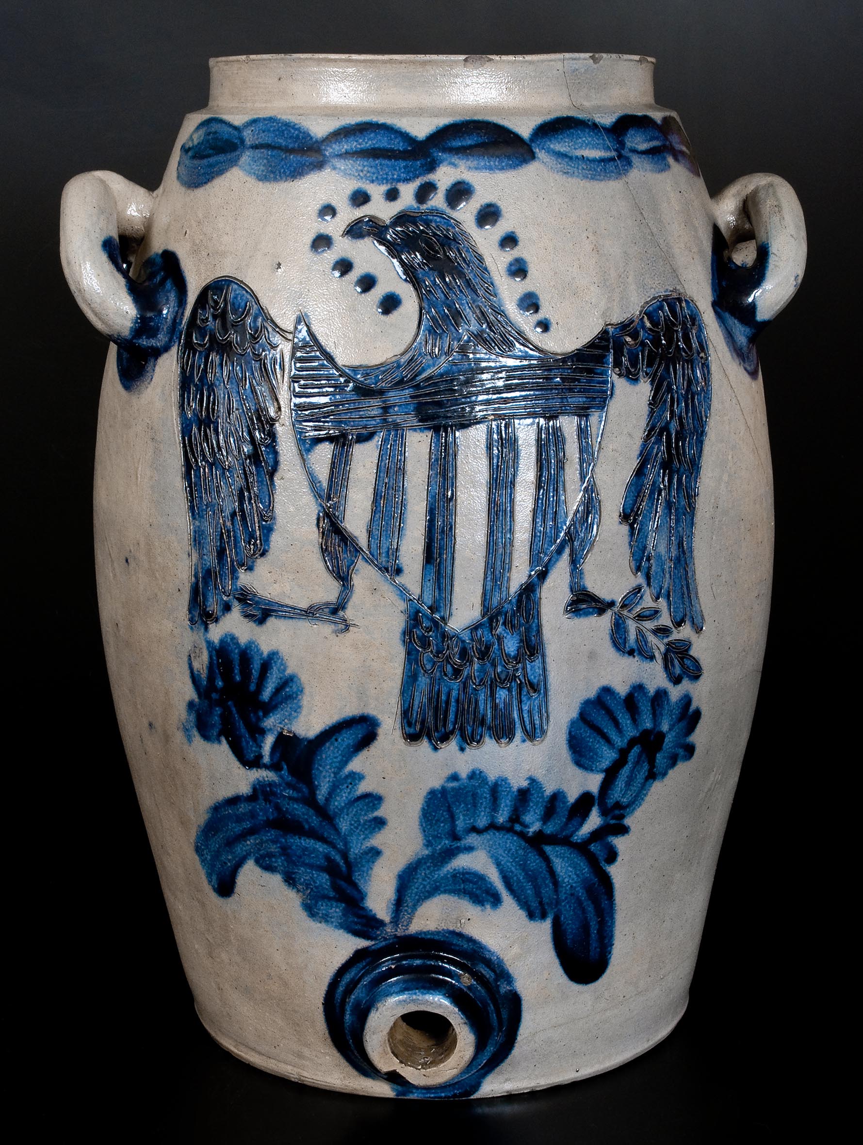 Baltimore stoneware eagle cooler by Henry Remmey