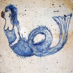 Exceedingly Rare Cornwall, New York Incised Mermaid Stoneware Water Cooler