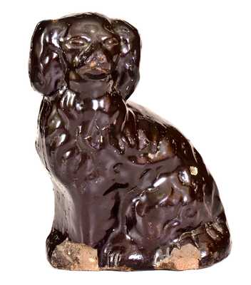 Jane Lew, WV Albany Slip Stoneware Spaniel, Inscribed "H M A"