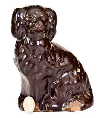 Jane Lew, WV Albany Slip Stoneware Spaniel, Inscribed "H M A"