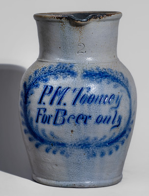 Rare Half-Gallon P.M. Toomey / For Beer Only Presentation Pitcher attrib. Wingender Pottery, Haddonfield, NJ