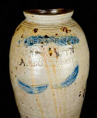 LIBERTY FOREV / WARNE & LETTs 1807 / S. AMBOY. N. JERSY Stoneware Jar