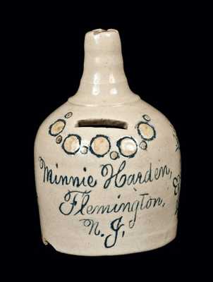 Extremely Rare Flemington, NJ, Stoneware Presentation Bank