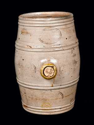 Rare Stoneware Rundlet Impressed "C. CROLIUS" Four Times Around Spigot, New York City