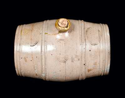 Rare Stoneware Rundlet Impressed "C. CROLIUS" Four Times Around Spigot, New York City
