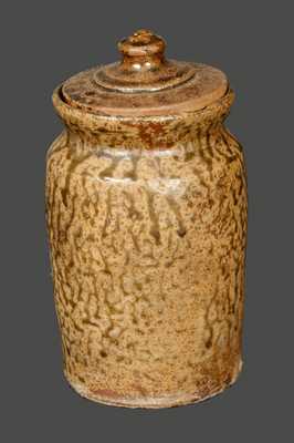 Alkaline Glazed Stoneware Lidded Jar att. North Carolina