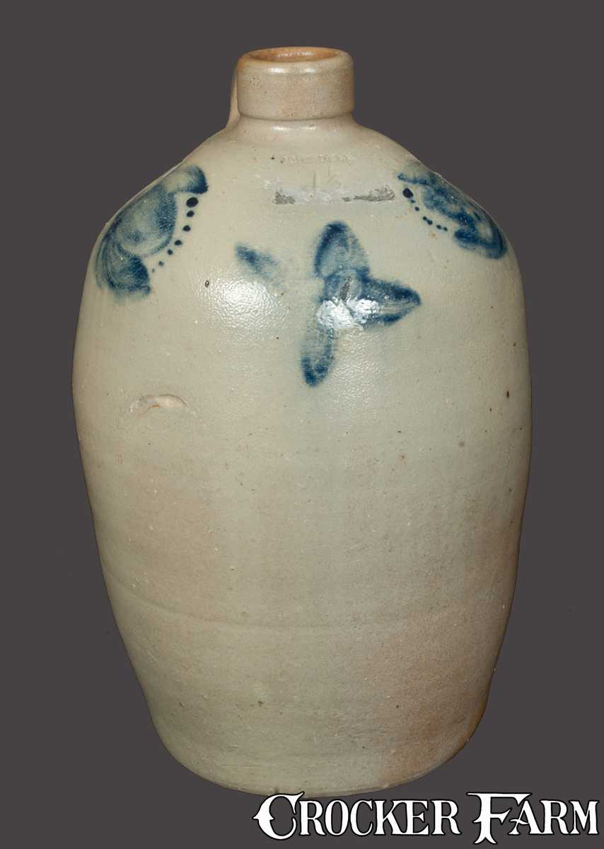 1 1 2 Gal John Bell Stoneware Jug With Dotted Tulip Decoration