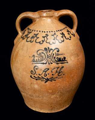 Monumental Stoneware Presentation Jug Inscribed S.A.H. / 1847, attrib Smith & Day, Norwalk, CT