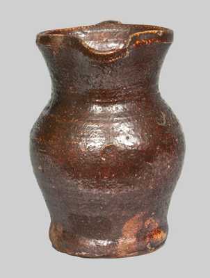 Unusual Miniature Redware Pitcher Incised at Shoulder "Ida Basham"