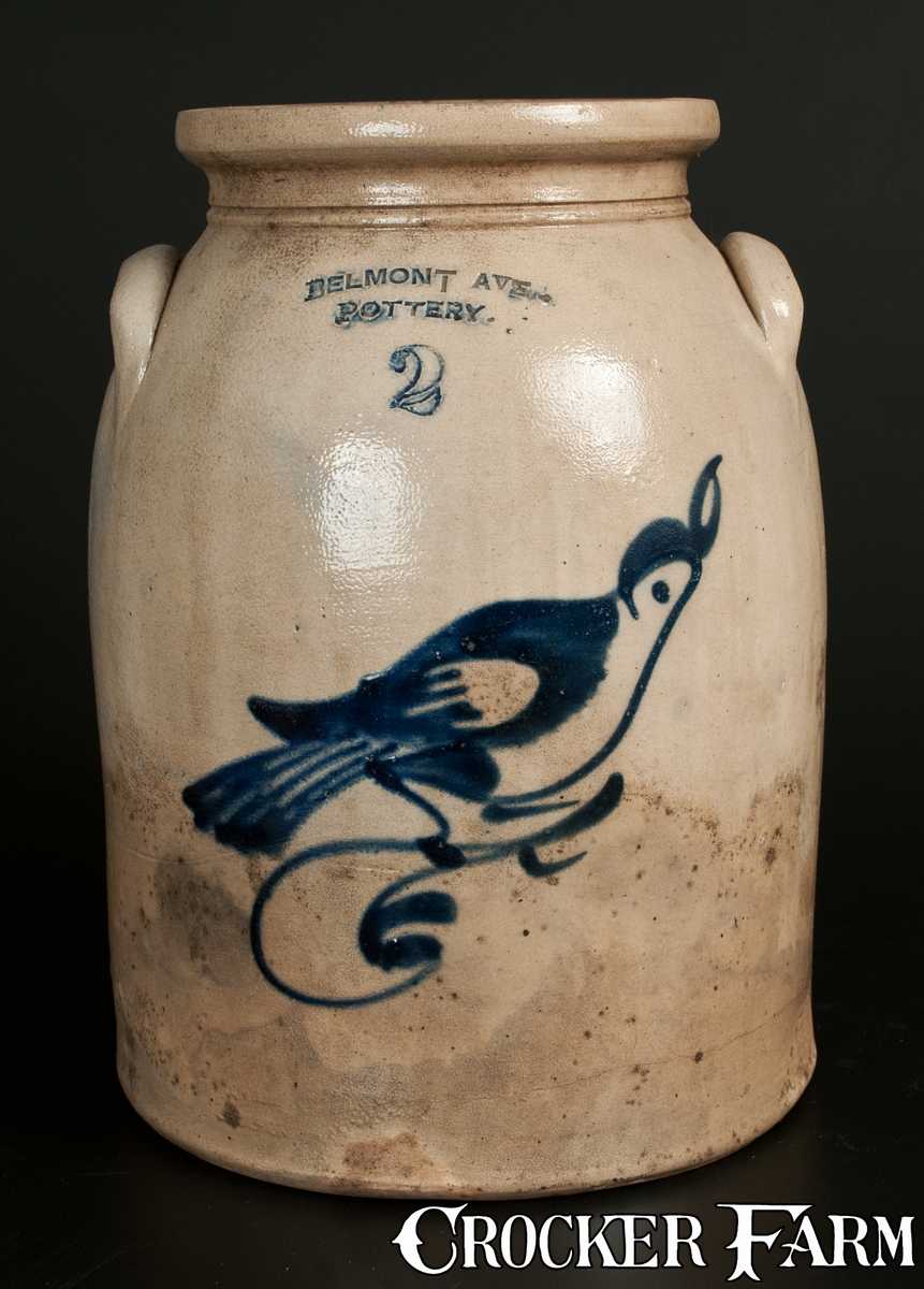 Belmont Ave Pottery Newark Nj 2 Gal Stoneware Crock With Bird