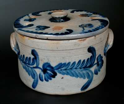 Fine Large-Sized Remmey (Philadelphia) Stoneware Cake Crock w/ Lid