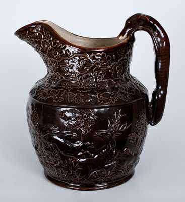 Rare AMERICAN POTTERY CO. / JERSEY CITY, N.J. Stoneware Hound-Handled Pitcher