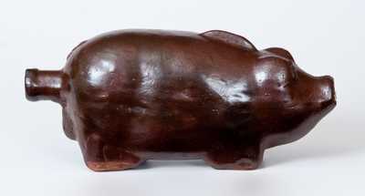 Rare Sewer Tile Razorback Hog Bottle, Midwestern U.S. origin, late 19th century