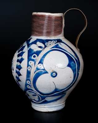 Fine Large-Sized "GR" Stoneware Jug, Westerwald, Germany, 18th century