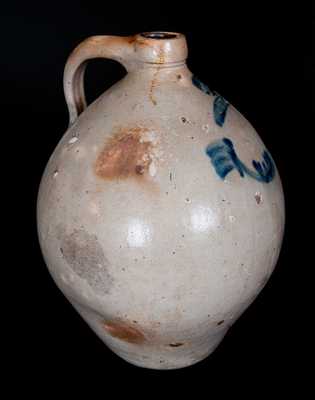 Rare Ovoid Long Island Stoneware Jug Stamped LEWIS / HUNTINGTON