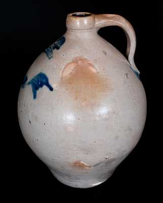 Rare Ovoid Long Island Stoneware Jug Stamped LEWIS / HUNTINGTON
