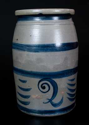Western PA Stoneware Jar with Elaborate