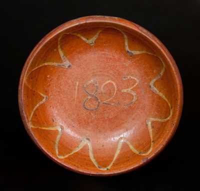 Slip-Decorated Redware Bowl Dated