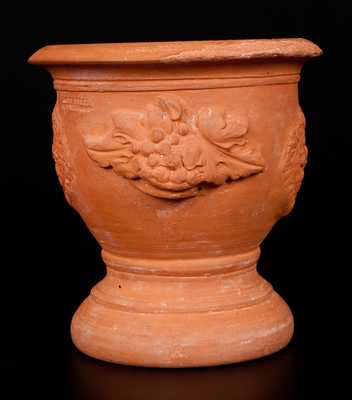 Exceptional JOHN BELL Redware Urn Signed V. C. Bell (Victor Conrad Bell), Waynesboro, PA, 1874