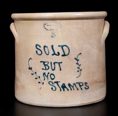 Extremely Rare BROWN BROTHERS / HUNTINGTON, L.I. Stoneware Jar Inscribed "Sold But No Stamps"