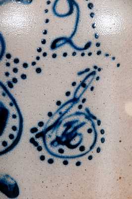 Rare HART'S / FULTON (NY) 1874 Dated Stoneware Jar w/ Slip-Trailed Humanoid Figures