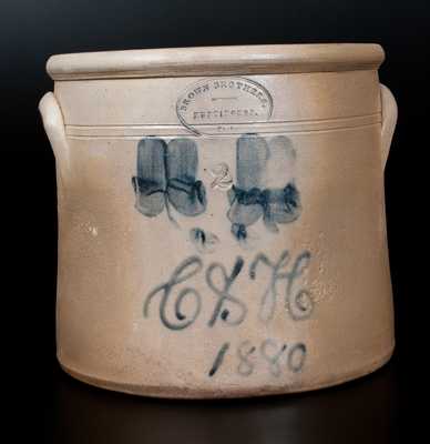 Rare BROWN BROTHERS/ HUNTINGTON / L.I. Stoneware Crock w/ "C. S. H." Initials and 1880 Date