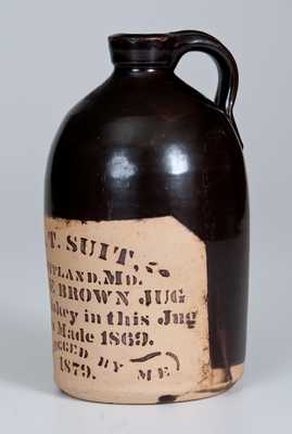 Tanware S.T. SUIT. / SUITLAND, MD Whiskey Jug, 1879