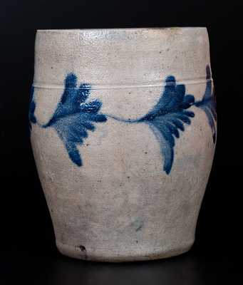 R.C.R. / PHILA. (Richard C. Remmey, Philadelphia) Stoneware Jar w/ Cobalt Leaf Decoration