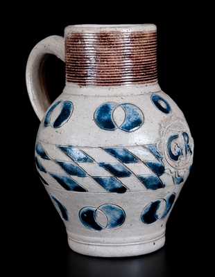 Westerwald Stoneware "GR" Jug w/ Incised and Impressed Decoration, circa 1750