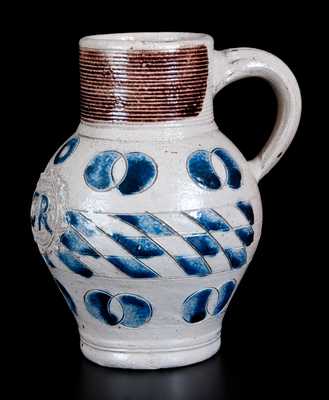 Westerwald Stoneware "GR" Jug w/ Incised and Impressed Decoration, circa 1750