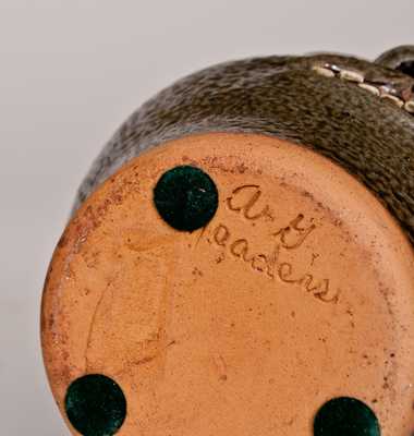 Alkaline-Glazed Double-Face Jug with Horns, Signed "A.G. Meaders", Alva Gusta Meaders, Georgia, c1985