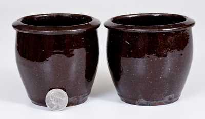 Two Small-Sized Glazed Redware Jars, Stamped "C. LINK", Exeter, PA origin, late 19th century