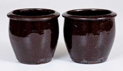 Two Small-Sized Glazed Redware Jars, Stamped "C. LINK", Exeter, PA origin, late 19th century