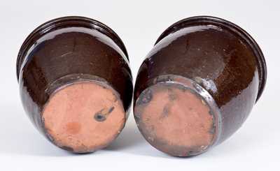 Two Small-Sized Glazed Redware Jars, Stamped "C. LINK", Exeter, PA origin, late 19th century
