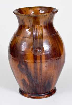 Open-Handled Redware Vase, att. Jacob Medinger, Limerick Township, Montgomery County, PA