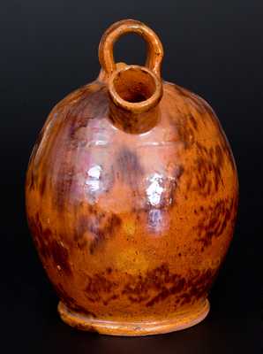 Scarce Glazed Redware Harvest Jug, attrib. Jacob Medinger, Limerick Twp, Montgomery Co, PA