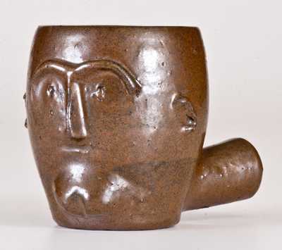 Very Rare Stoneware Face Pipe Inscribed "A. S. Horn"