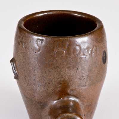 Very Rare Stoneware Face Pipe Inscribed "A. S. Horn"