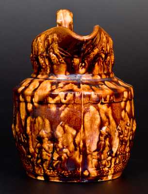 Rockingham Ware Pitcher w/ Rare Firemen Pattern att. Cadmus & Co., South Amboy, NJ