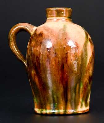 Rare Multi-Glazed Redware Jug, Bell or Eberly, Strasburg, VA