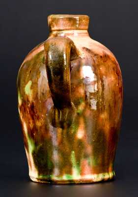 Rare Multi-Glazed Redware Jug, Bell or Eberly, Strasburg, VA