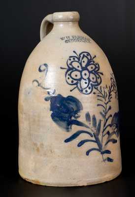 W. H. FARRAR / GEDDES, NY Stoneware Jug w/ Slip-Trailed Decoration