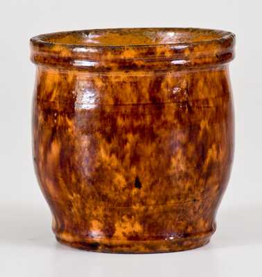 Rare Diminutive JOHN BELL / WAYNESBORO Glazed Redware Jar c1850-80