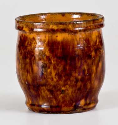 Rare Diminutive JOHN BELL / WAYNESBORO Glazed Redware Jar c1850-80
