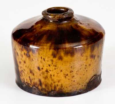Rare and Important Bristol County, Massachusetts Redware Inkwell w/ Vibrant Glaze