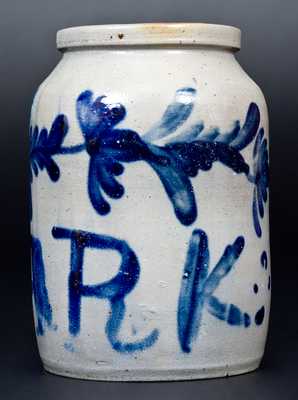 Very Unusual 1/2 Gal. Philadelphia Stoneware Jar Inscribed "DARK BLUE"