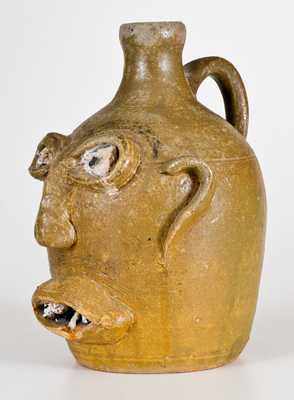 Rare Early-Period Stoneware Face Jug w/ Rock Eyes and Teeth, att. Lanier Meaders, Cleveland, GA