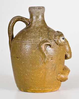 Rare Early-Period Stoneware Face Jug w/ Rock Eyes and Teeth, att. Lanier Meaders, Cleveland, GA