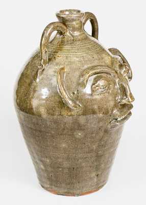 B.B. CRAIG / VALE, N.C. Stoneware Face Jug w/ Rare Inscribed Signature