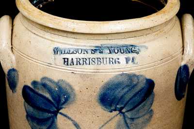 Very Rare WILLSON'S & YOUNG / HARRISBURG, PA Stoneware Jar with Floral Decoration